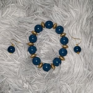 Teal Bracelet and Earrings Set
